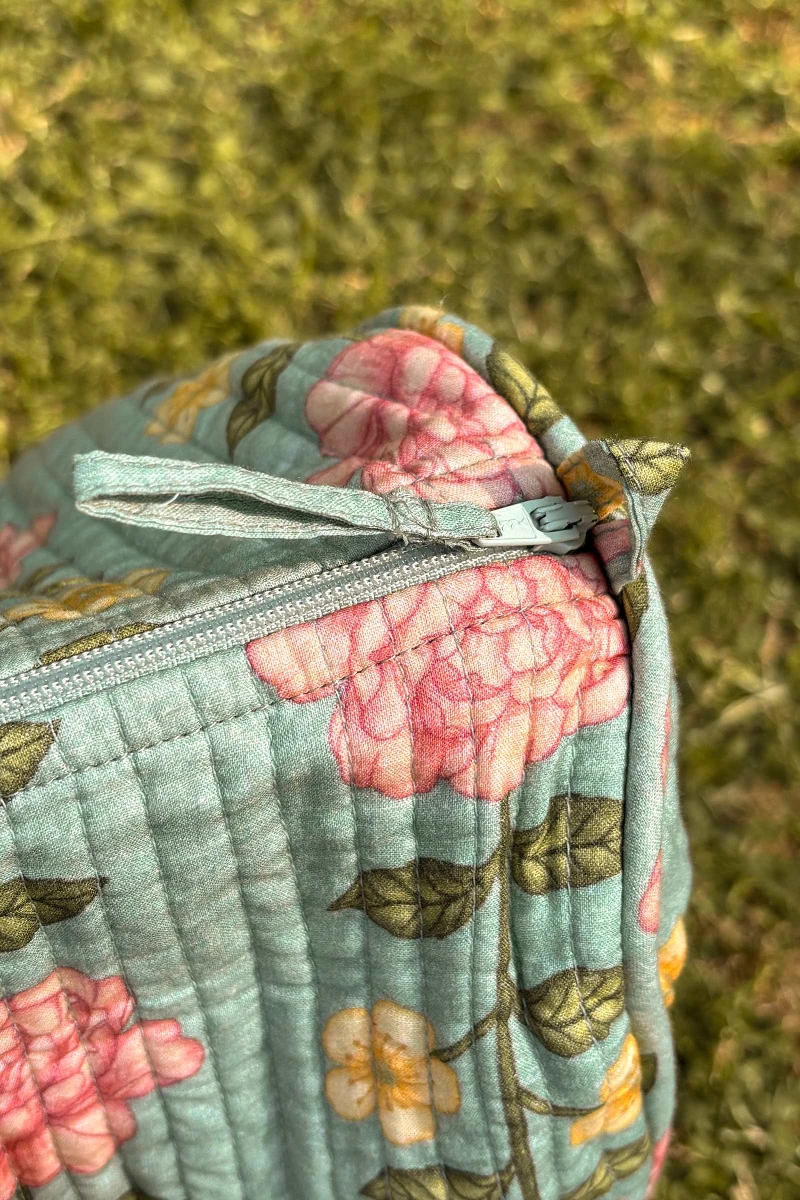 Blue Printed Cotton Holdall Bag