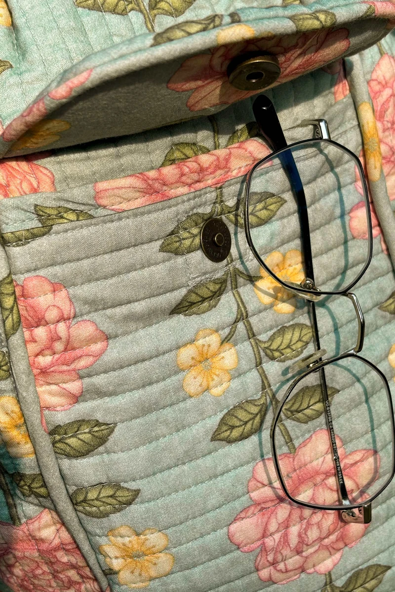 Blue Printed Cotton Holdall Bag