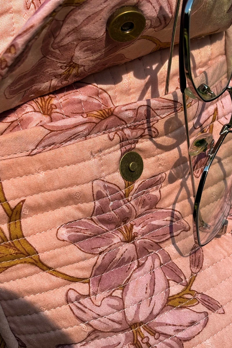 Pink Hand Printed Cotton Dobby Holdall Bag