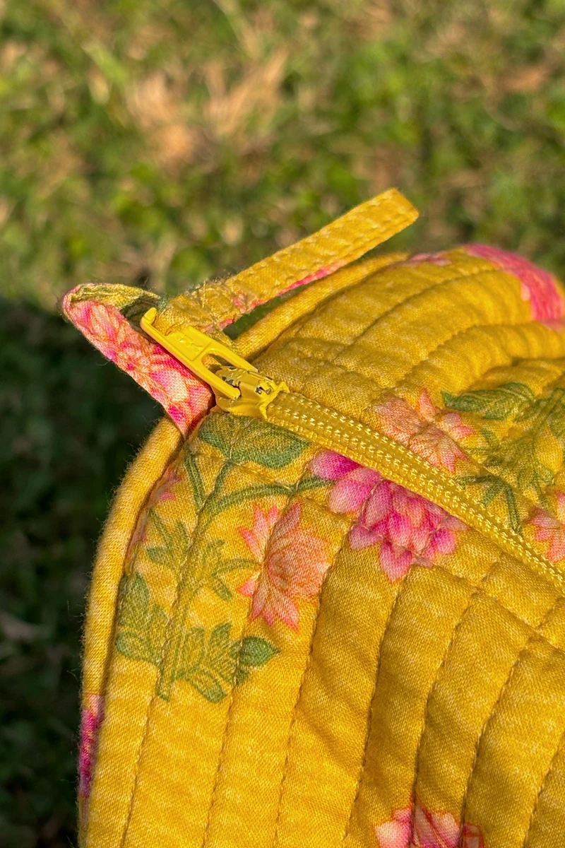 Yellow Printed Cotton Holdall Bag