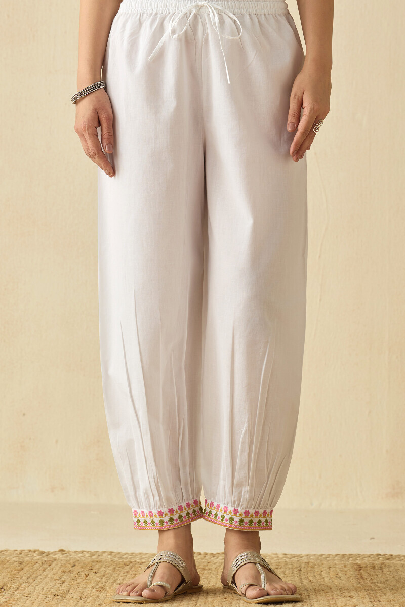 Off-White Handcrafted Cotton Izhaar Pants