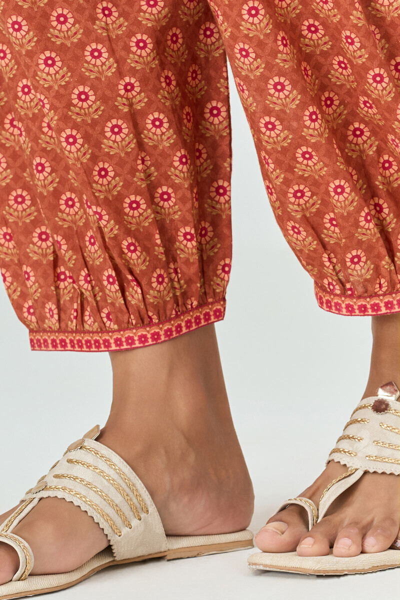 Brown Printed Cotton Izhaar Pants
