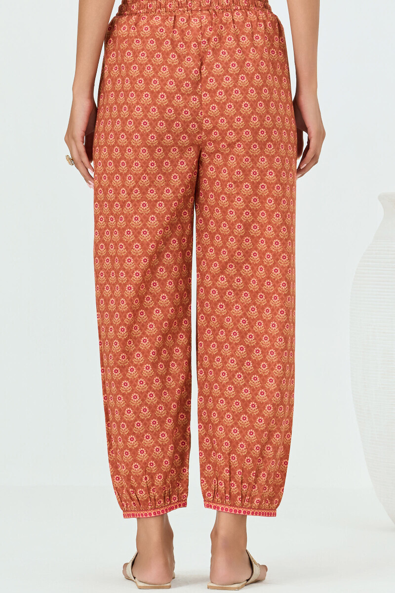 Brown Printed Cotton Izhaar Pants