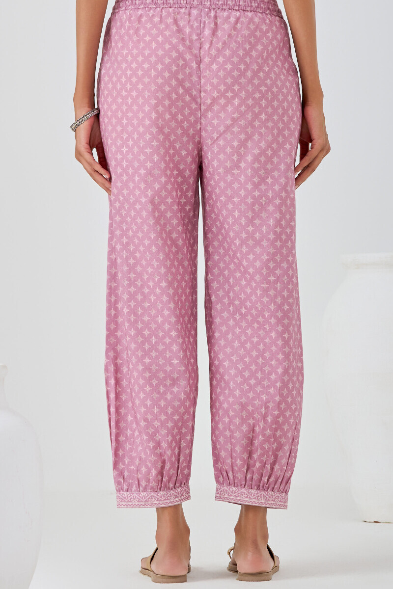 Purple Printed Cotton Izhaar Pants