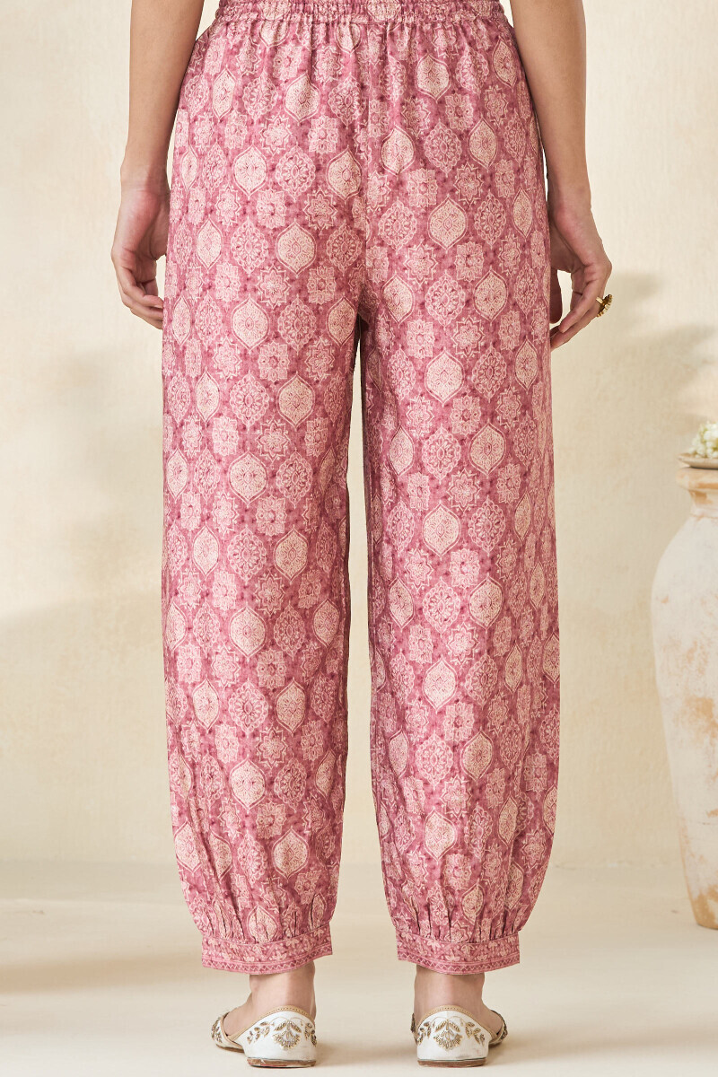 Pink Printed Dola Silk Izhaar Pants