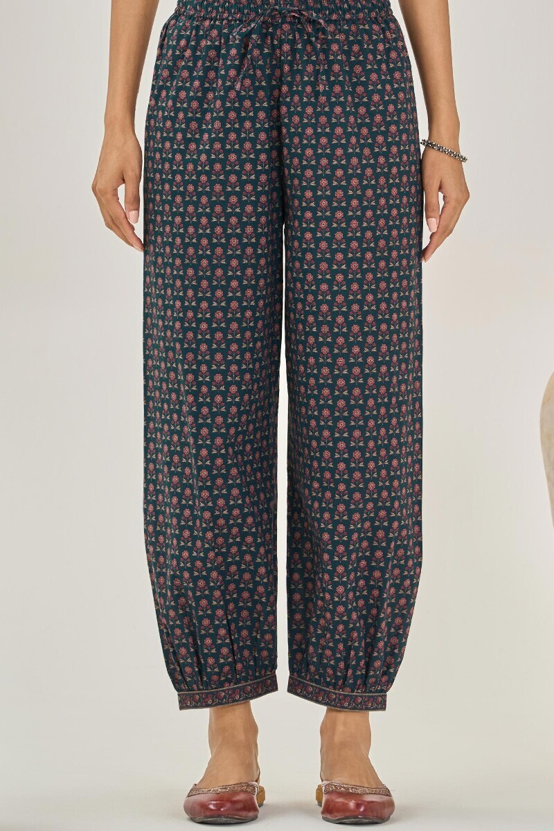 Blue Printed Cotton Izhaar Pants