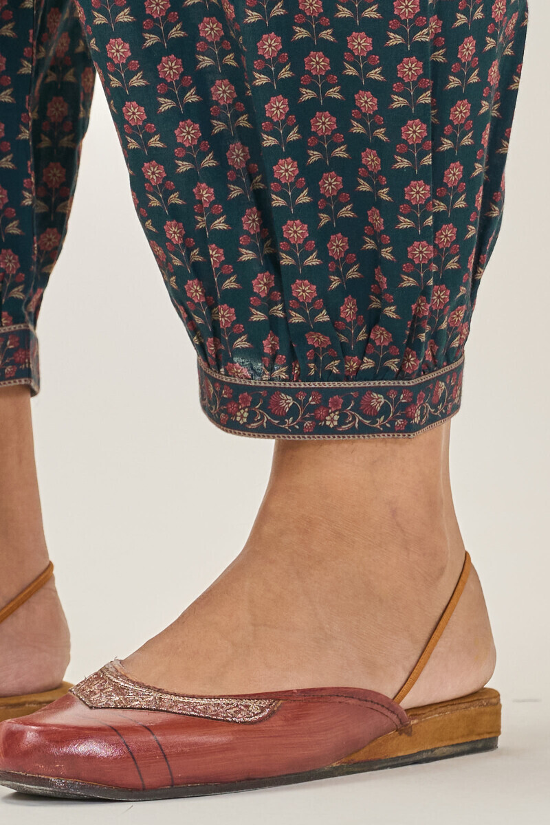 Blue Printed Cotton Izhaar Pants