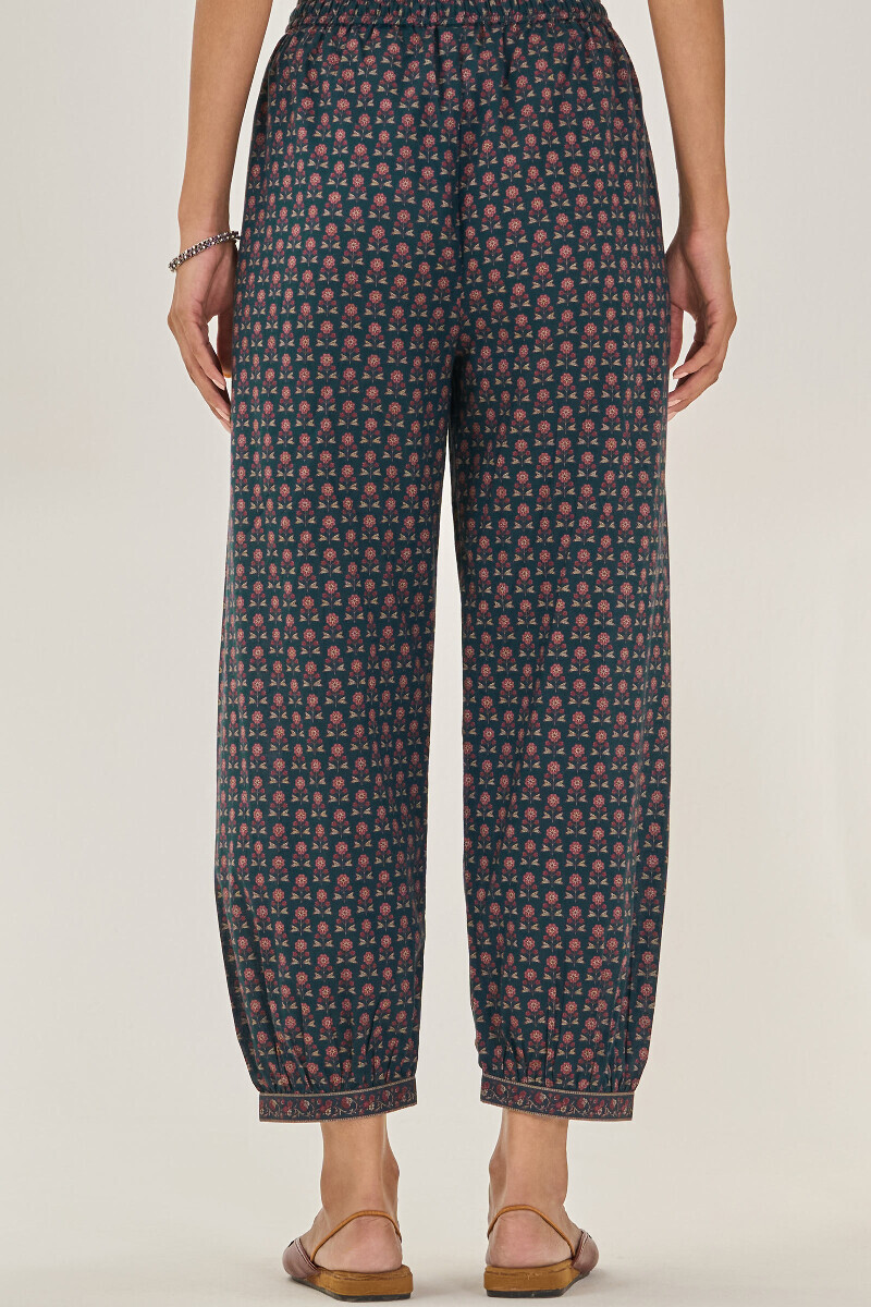 Blue Printed Cotton Izhaar Pants
