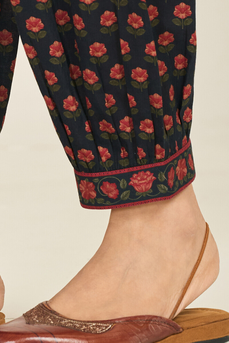 Black Printed Cotton Izhaar Pants