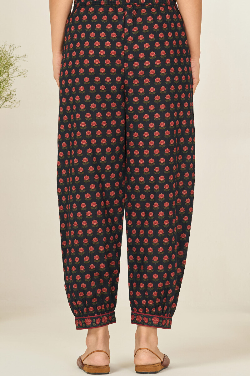 Black Printed Cotton Izhaar Pants