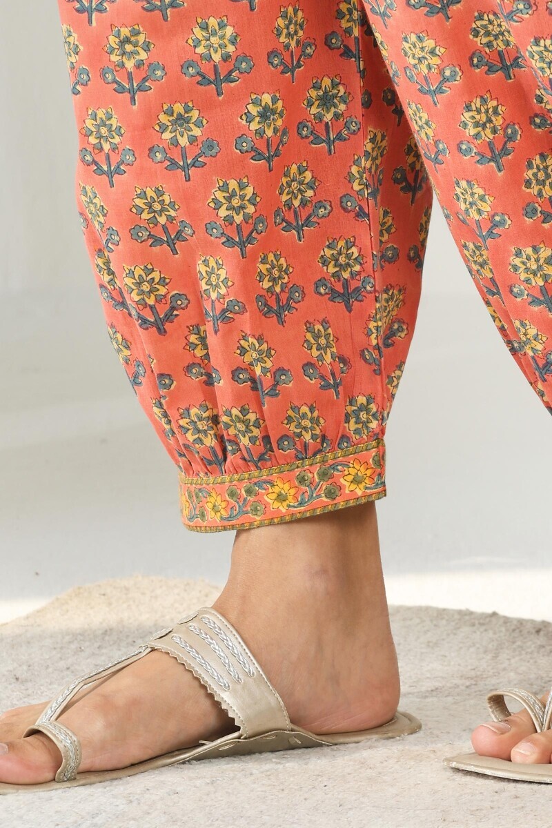 Pink Hand Block Printed Cotton Izhaar Pants
