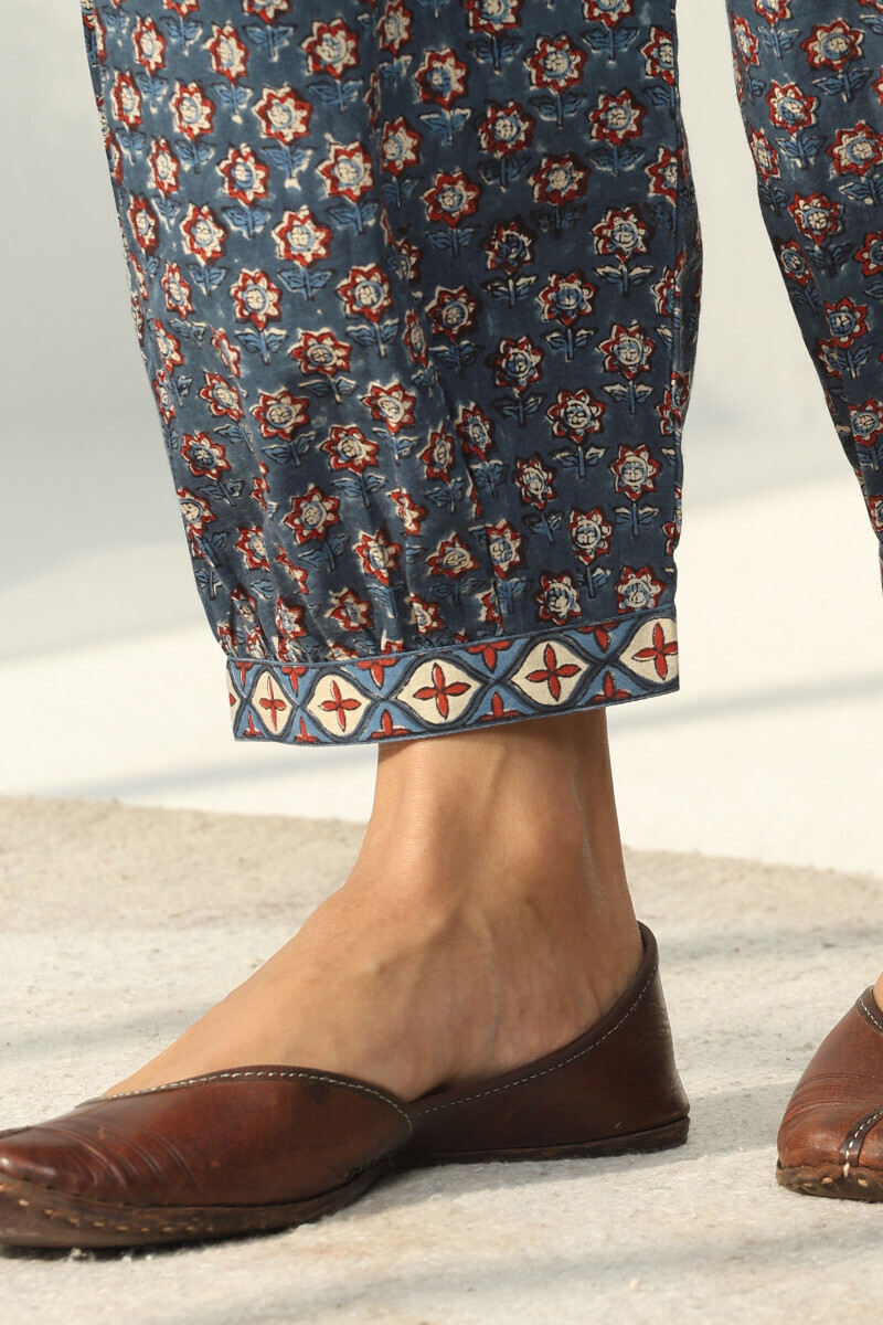 Indigo Hand Block Printed Cotton Izhaar Pants