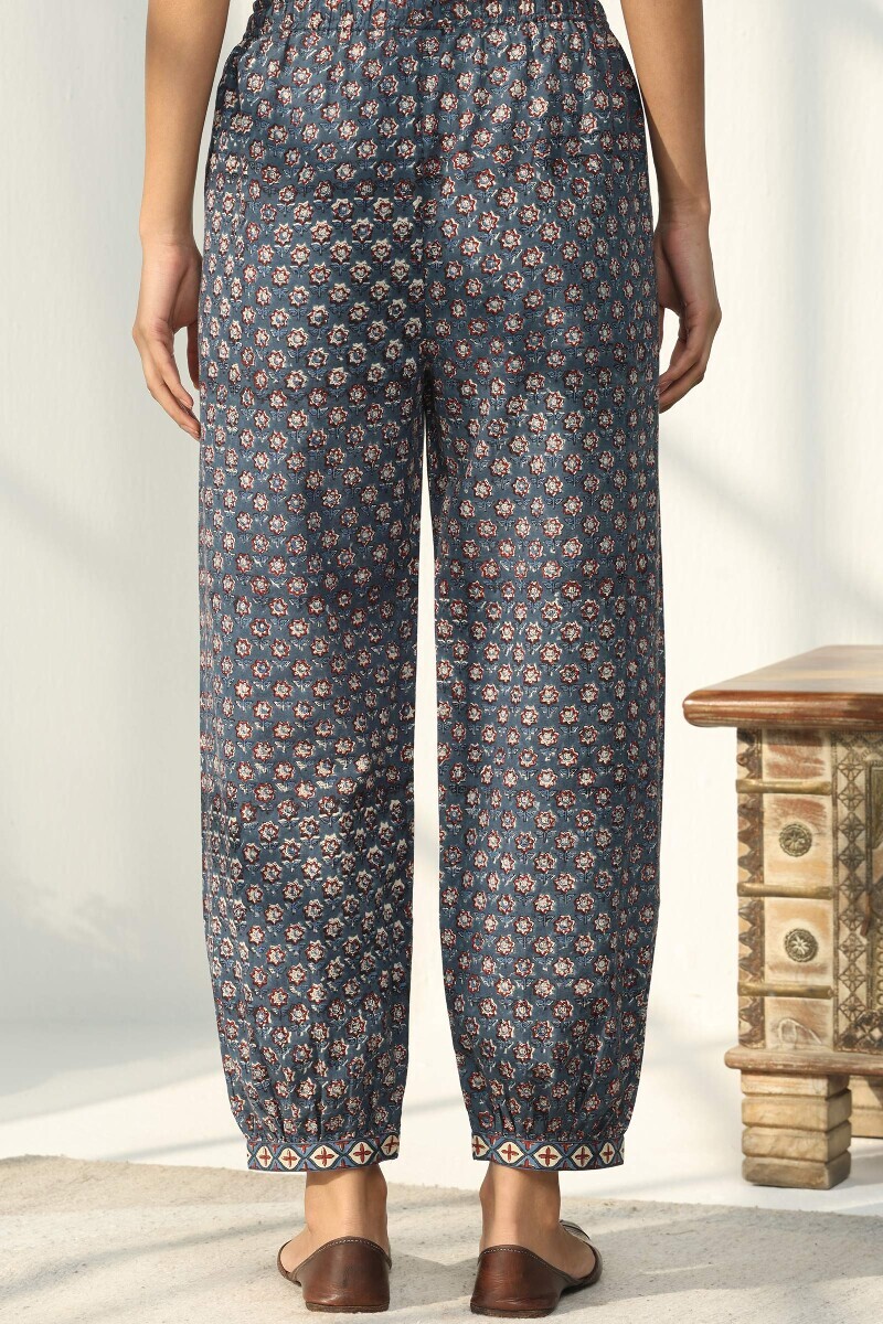 Indigo Hand Block Printed Cotton Izhaar Pants