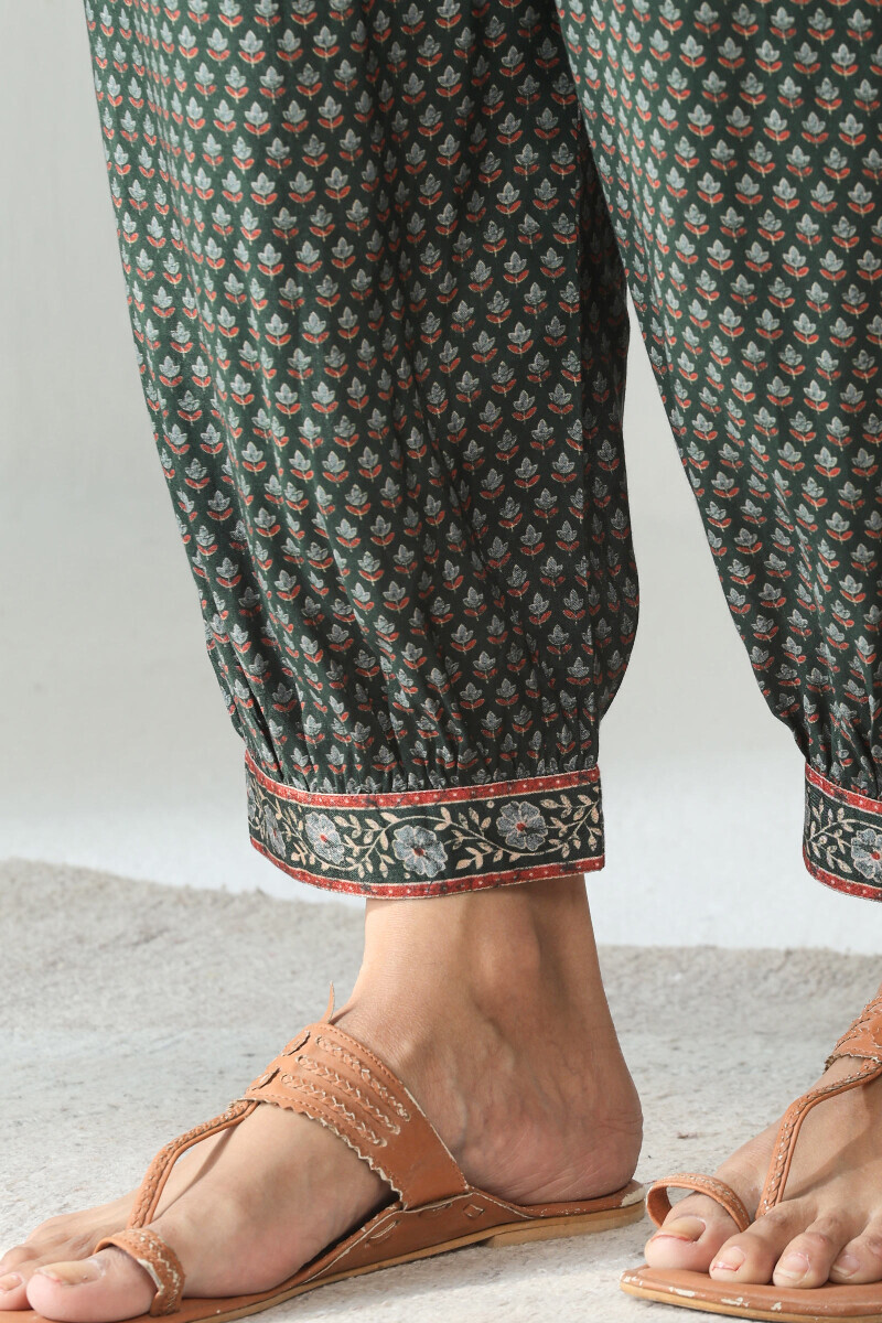 Green Printed Viscose Izhaar Pants