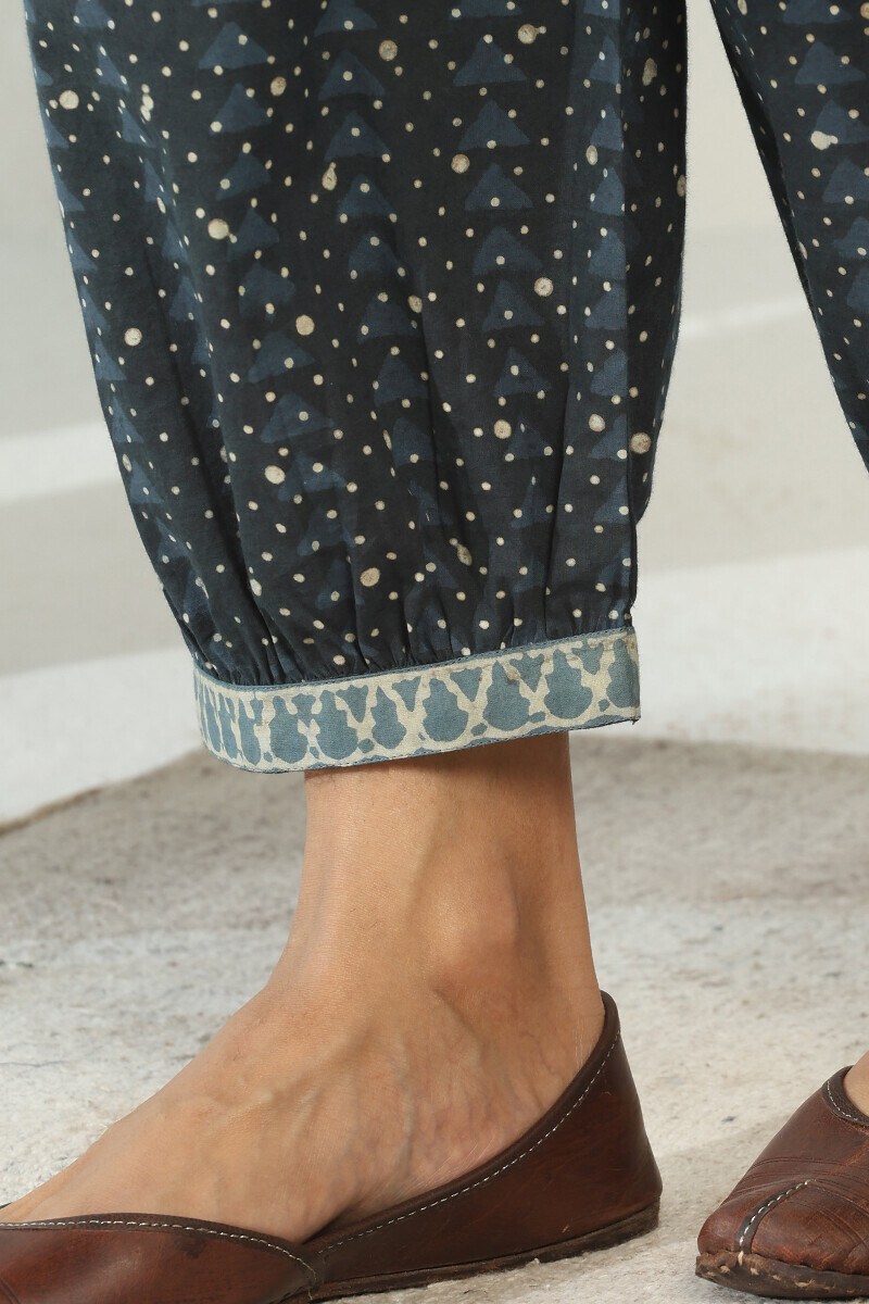 Indigo Hand Block Printed Cotton Izhaar Pants