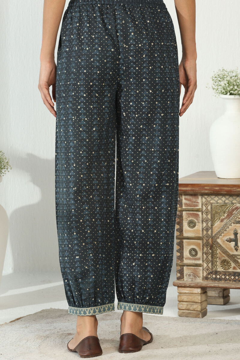 Indigo Hand Block Printed Cotton Izhaar Pants