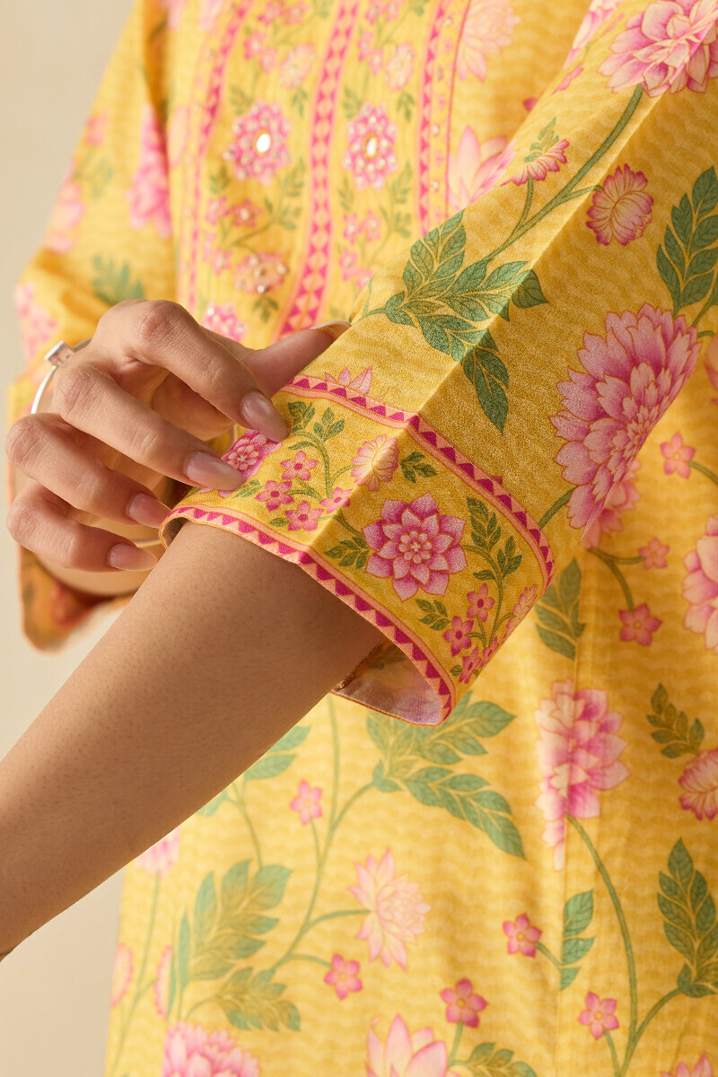 Yellow Printed Cotton Kaftan