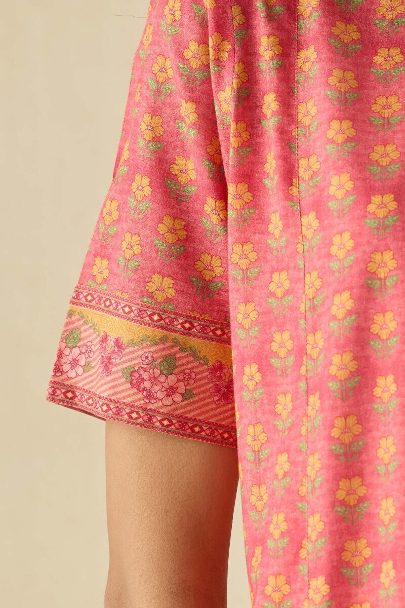 Pink Printed Cotton Kaftan
