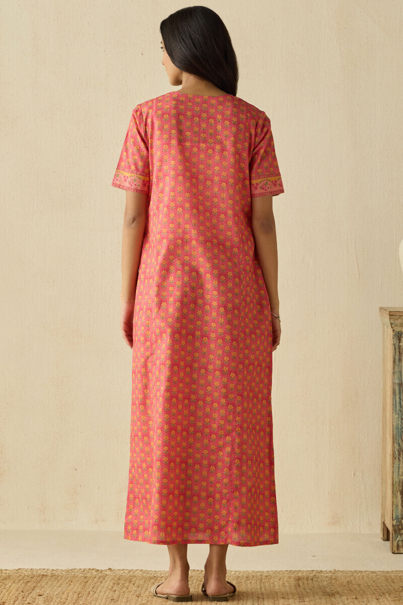 Pink Printed Cotton Kaftan