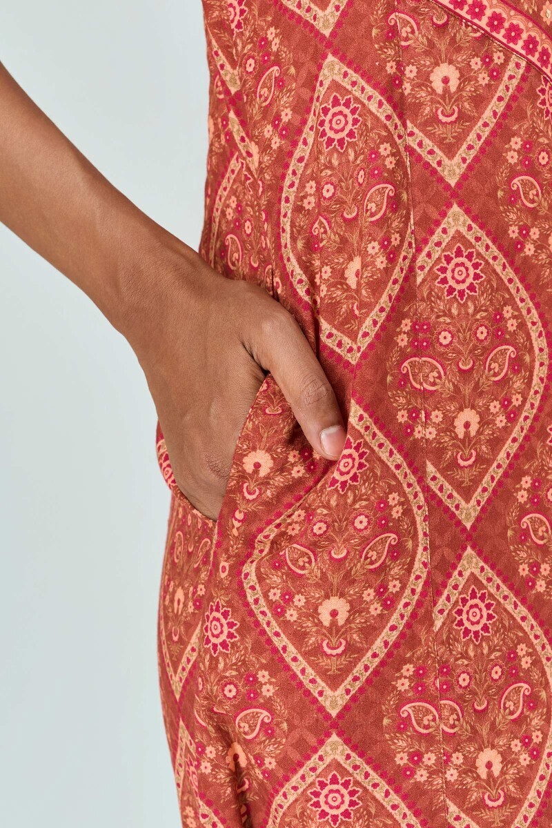 Brown Printed Cotton Kaftan
