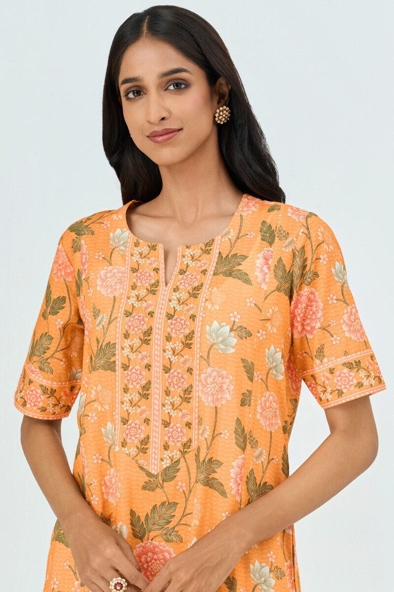 Yellow Printed Cotton Kaftan