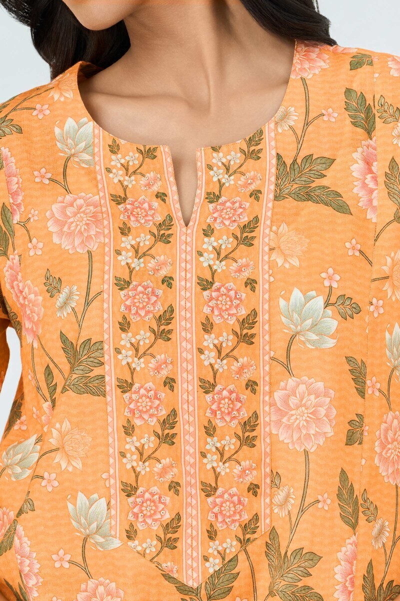 Yellow Printed Cotton Kaftan