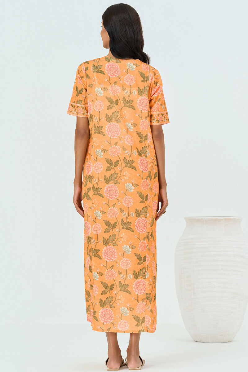 Yellow Printed Cotton Kaftan