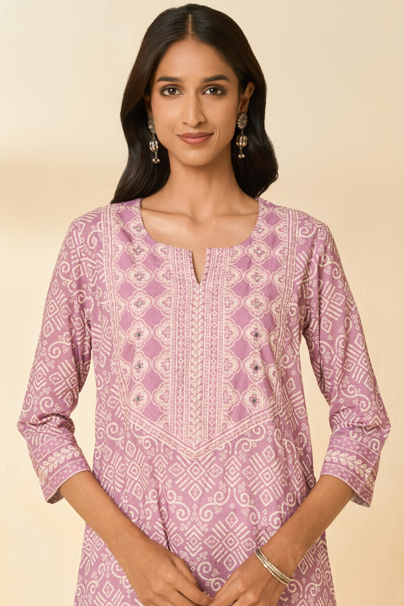Purple Printed Cotton Kaftan