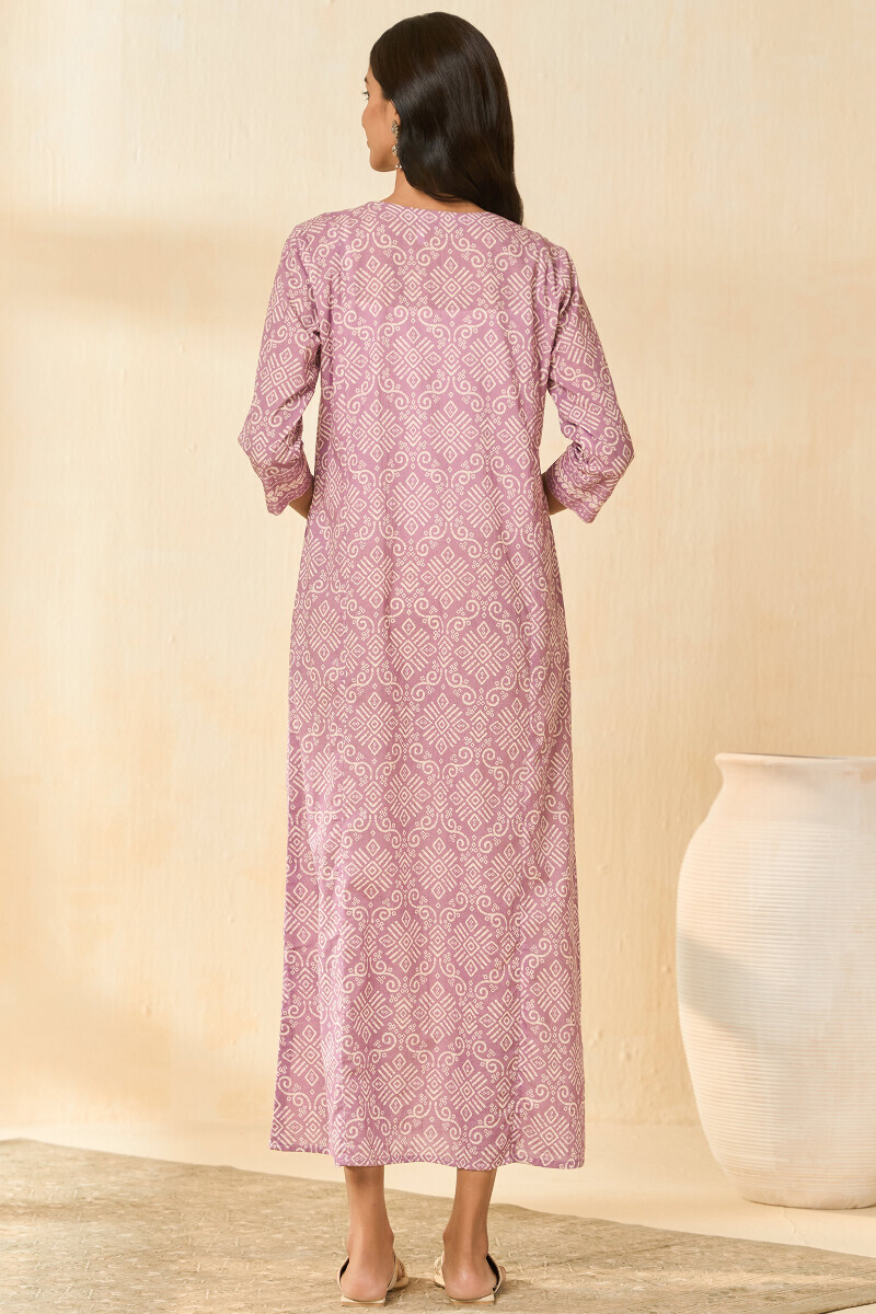 Purple Printed Cotton Kaftan