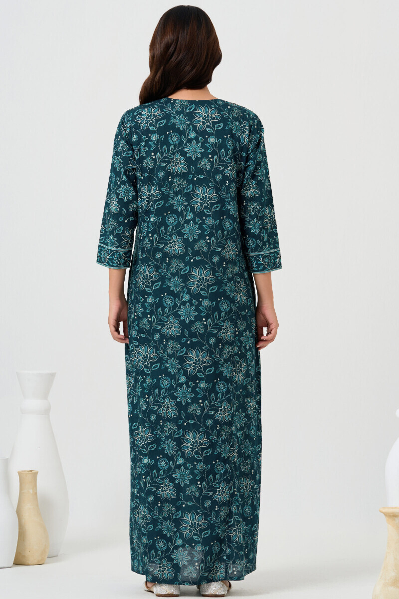Blue Printed Cotton Kaftan