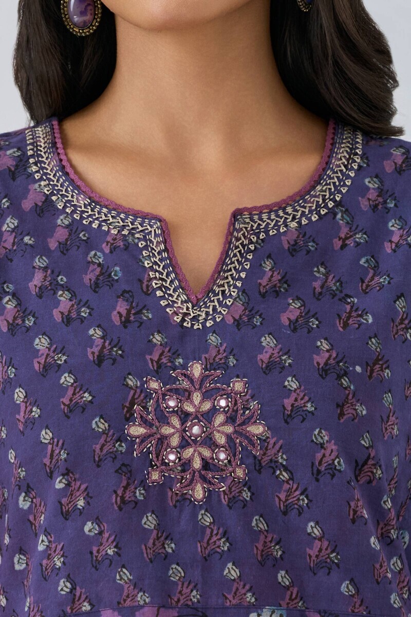 Akola Hand Block Printed Straight Cotton Kurta