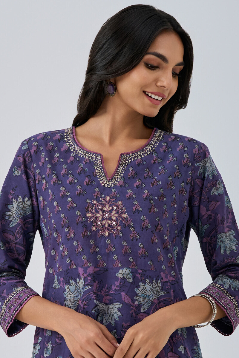 Akola Hand Block Printed Straight Cotton Kurta