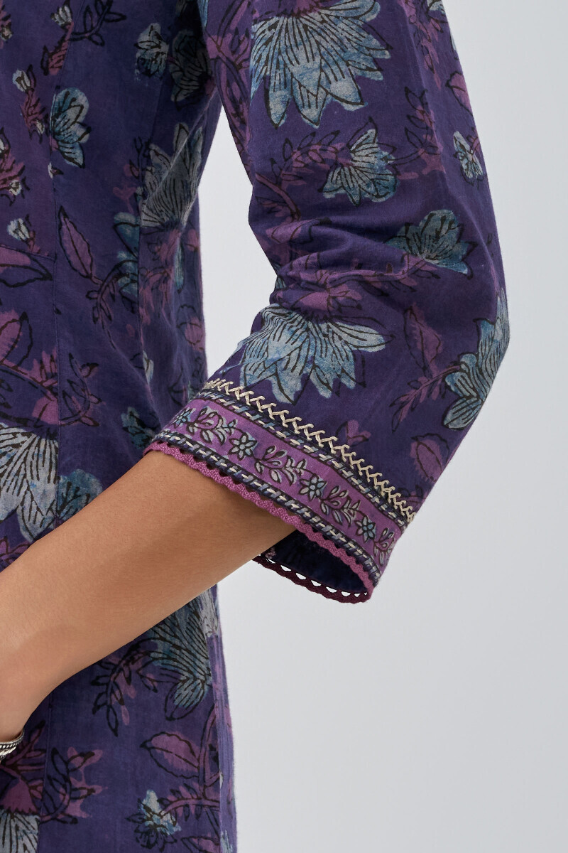 Akola Hand Block Printed Straight Cotton Kurta