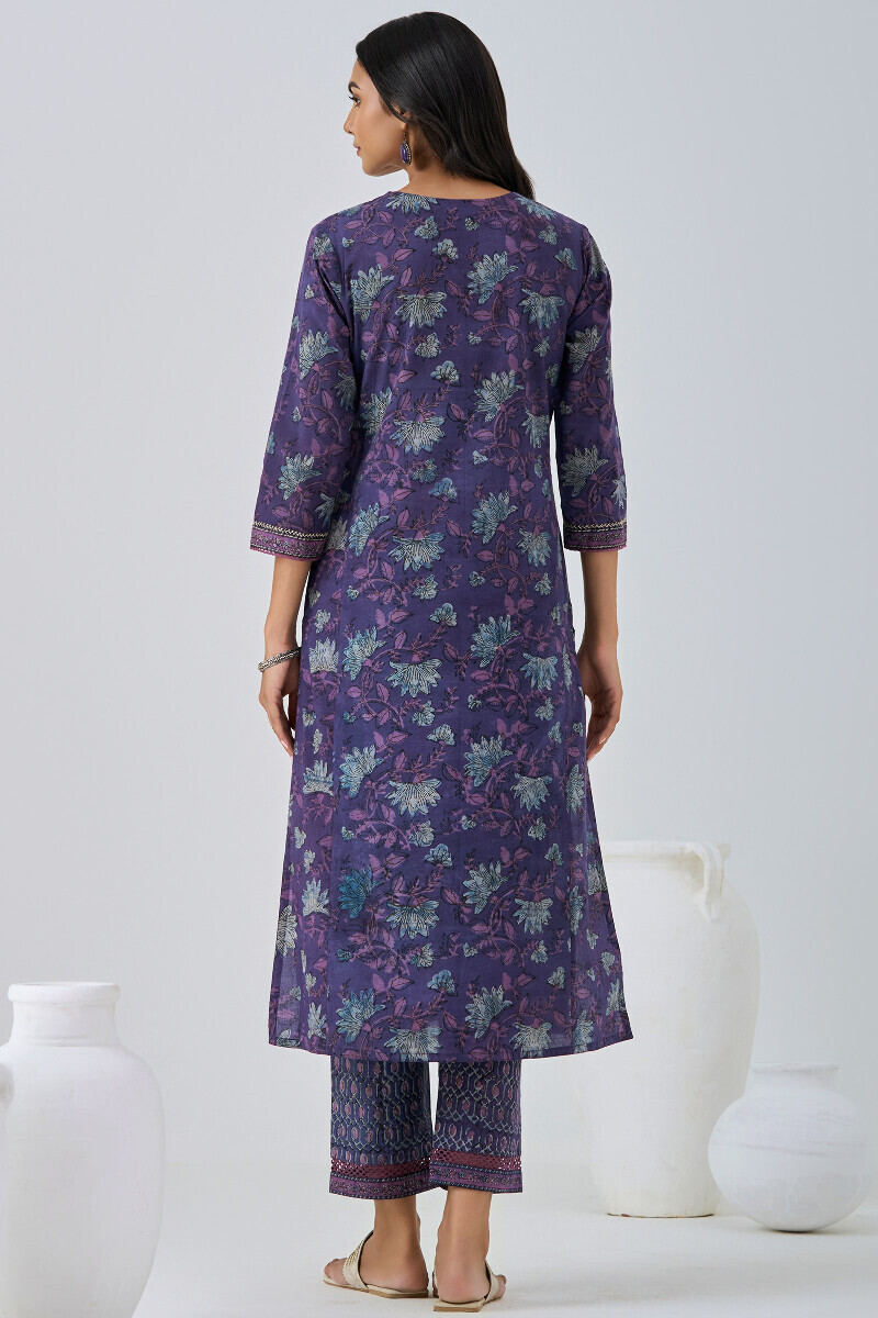 Akola Hand Block Printed Straight Cotton Kurta