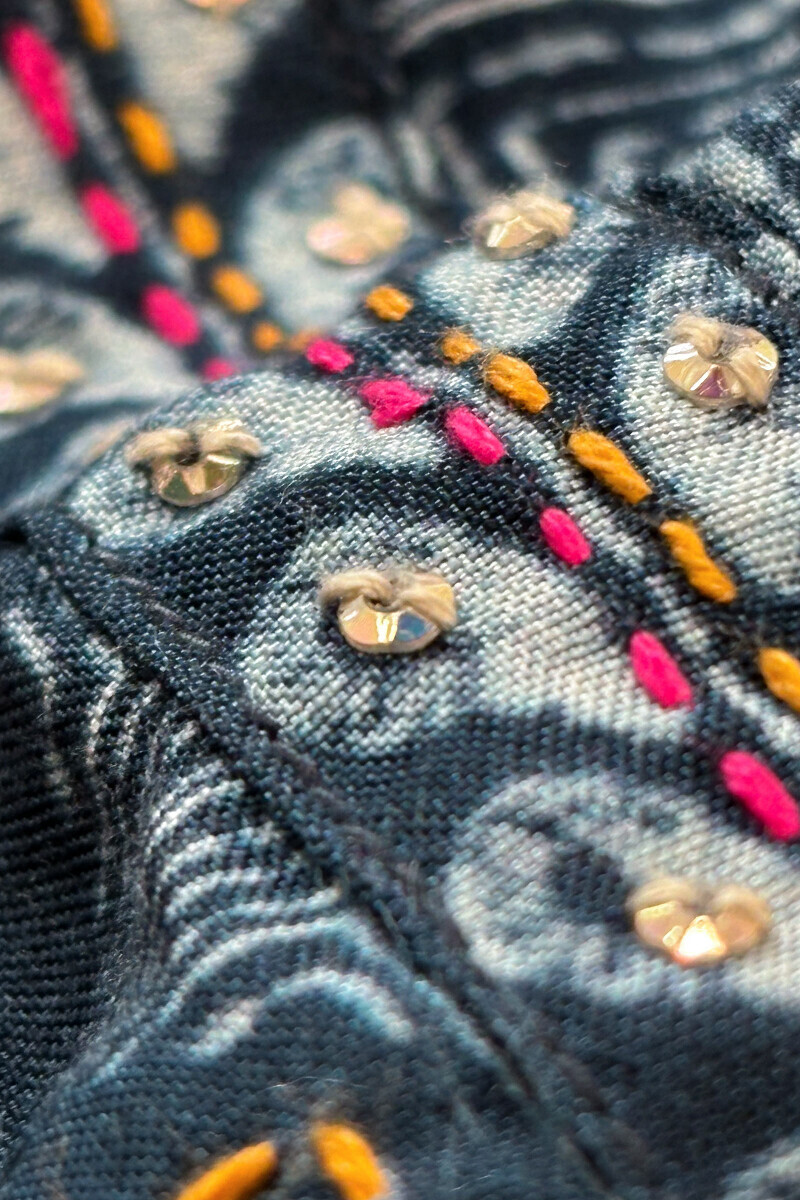 Blue Printed A-Line Viscose Kurta