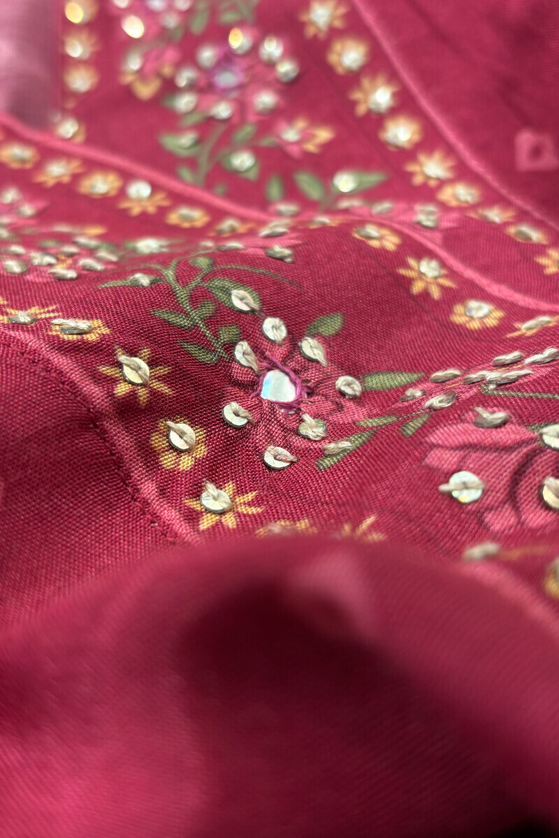Pink Printed Straight Viscose Kurta