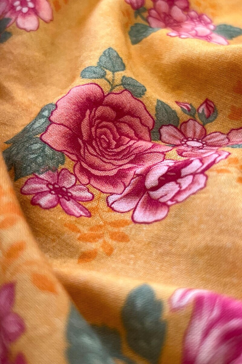 Mustard Printed Straight Cotton Kurta
