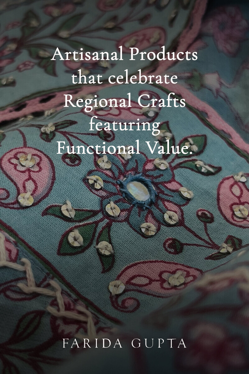 Blue Hand Printed Straight Cotton Kurta