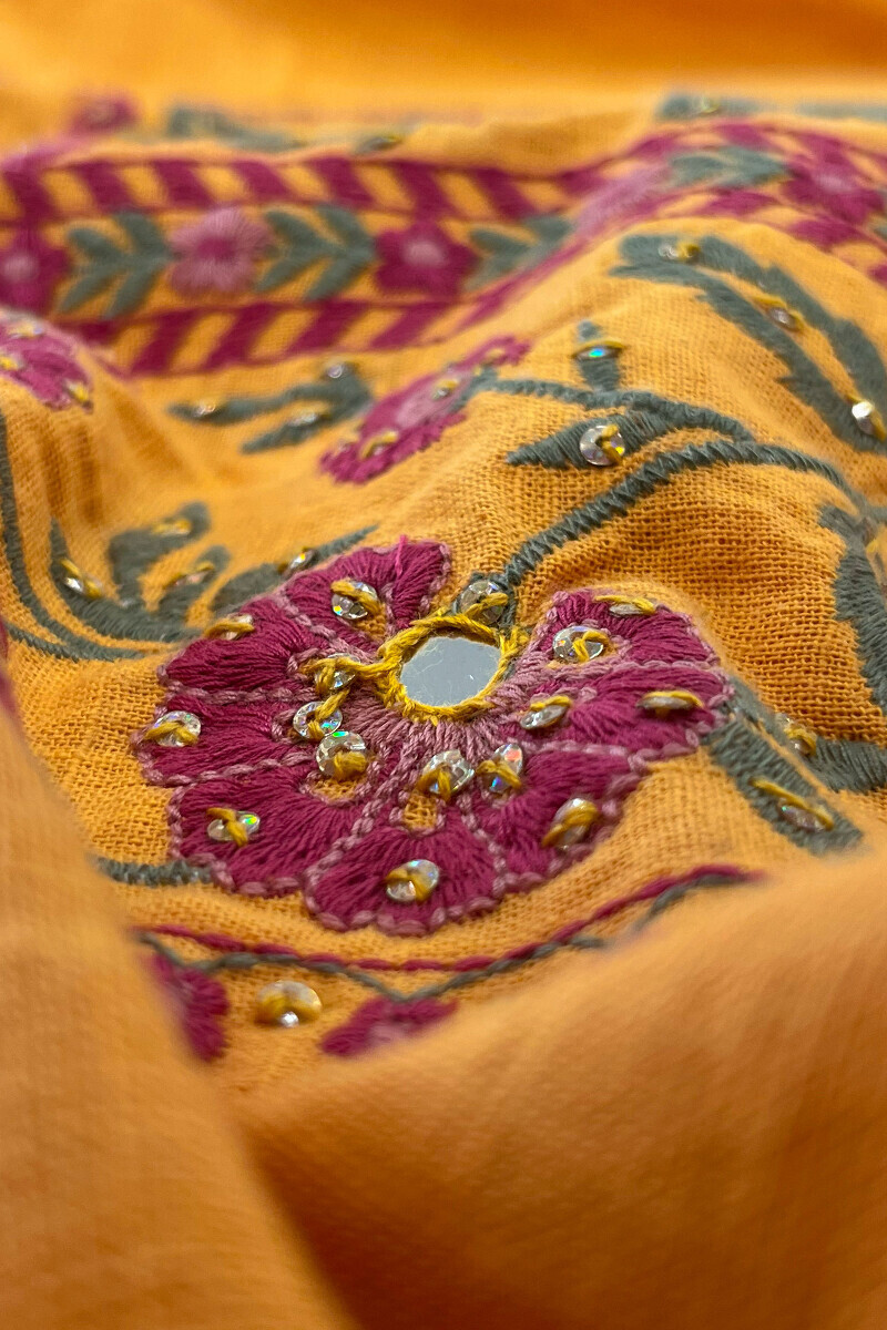 Mustard Handcrafted Straight Gauze Slub Kurta
