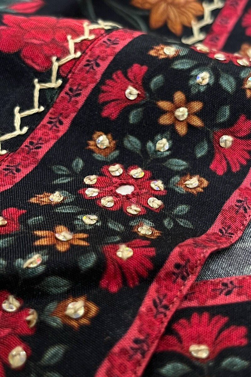 Black Printed Straight Viscose Kurta