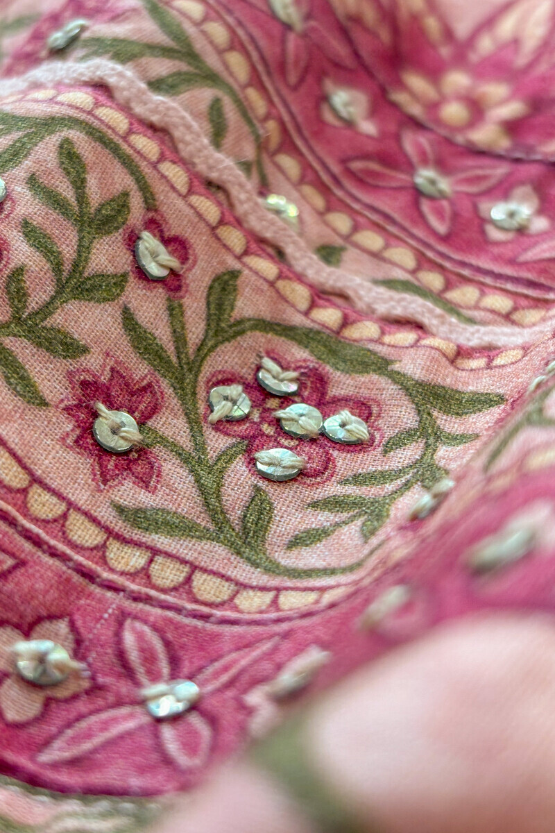 Peach Printed Straight Cotton Kurta