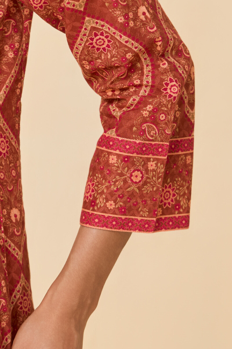 Brown Printed Straight Cotton Kurta