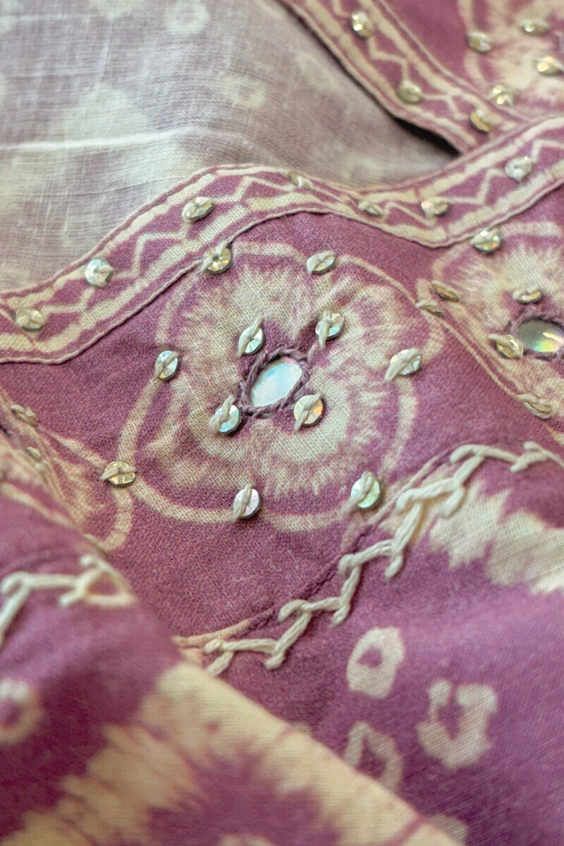 Purple Printed Straight Cotton Kurta