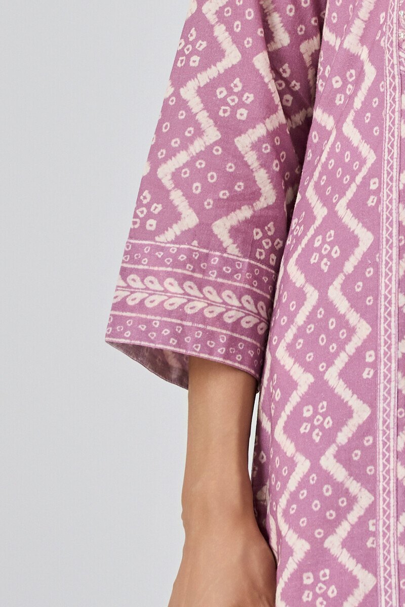 Purple Printed Straight Cotton Kurta