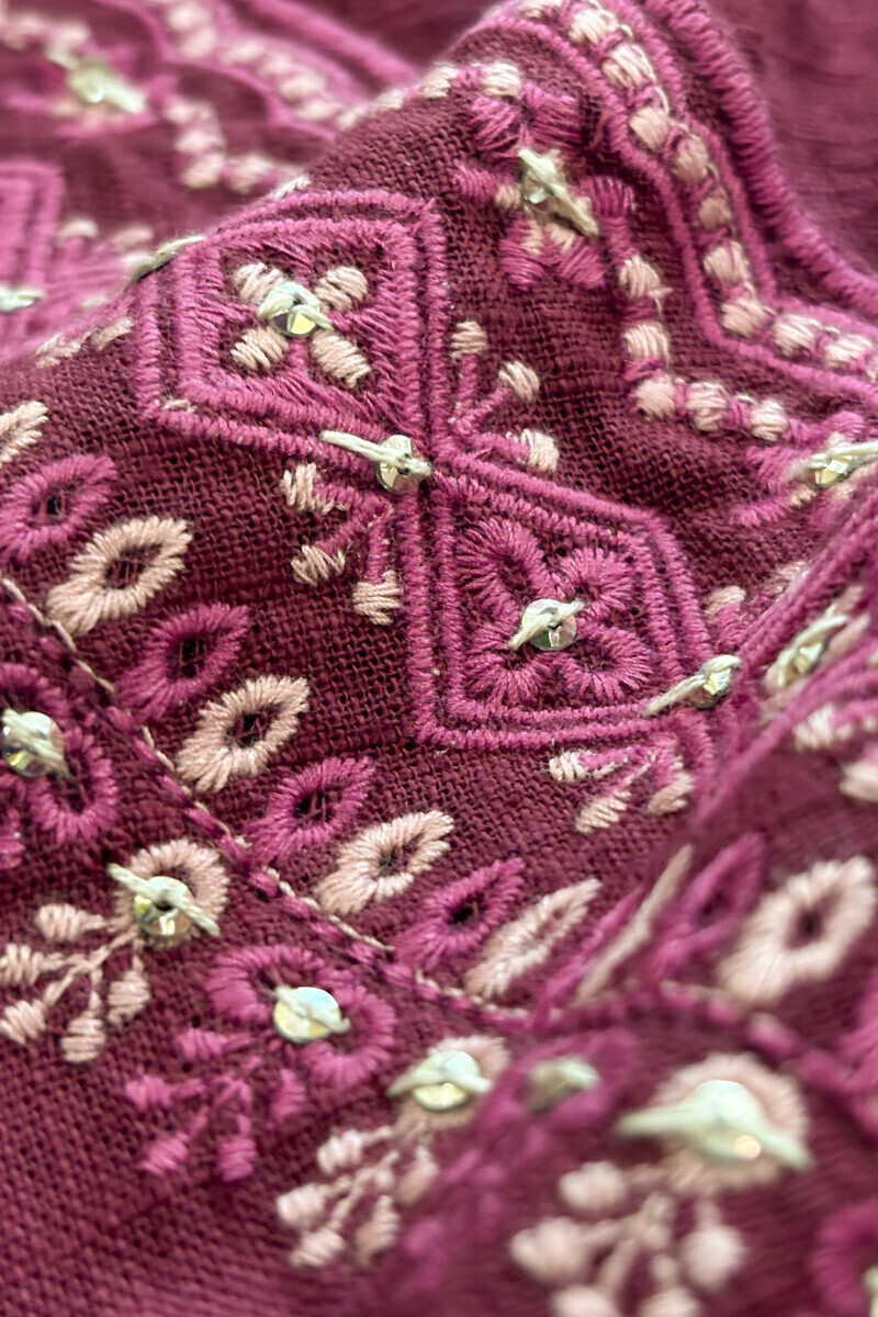Plum Handcrafted Straight Gauze Slub Kurta