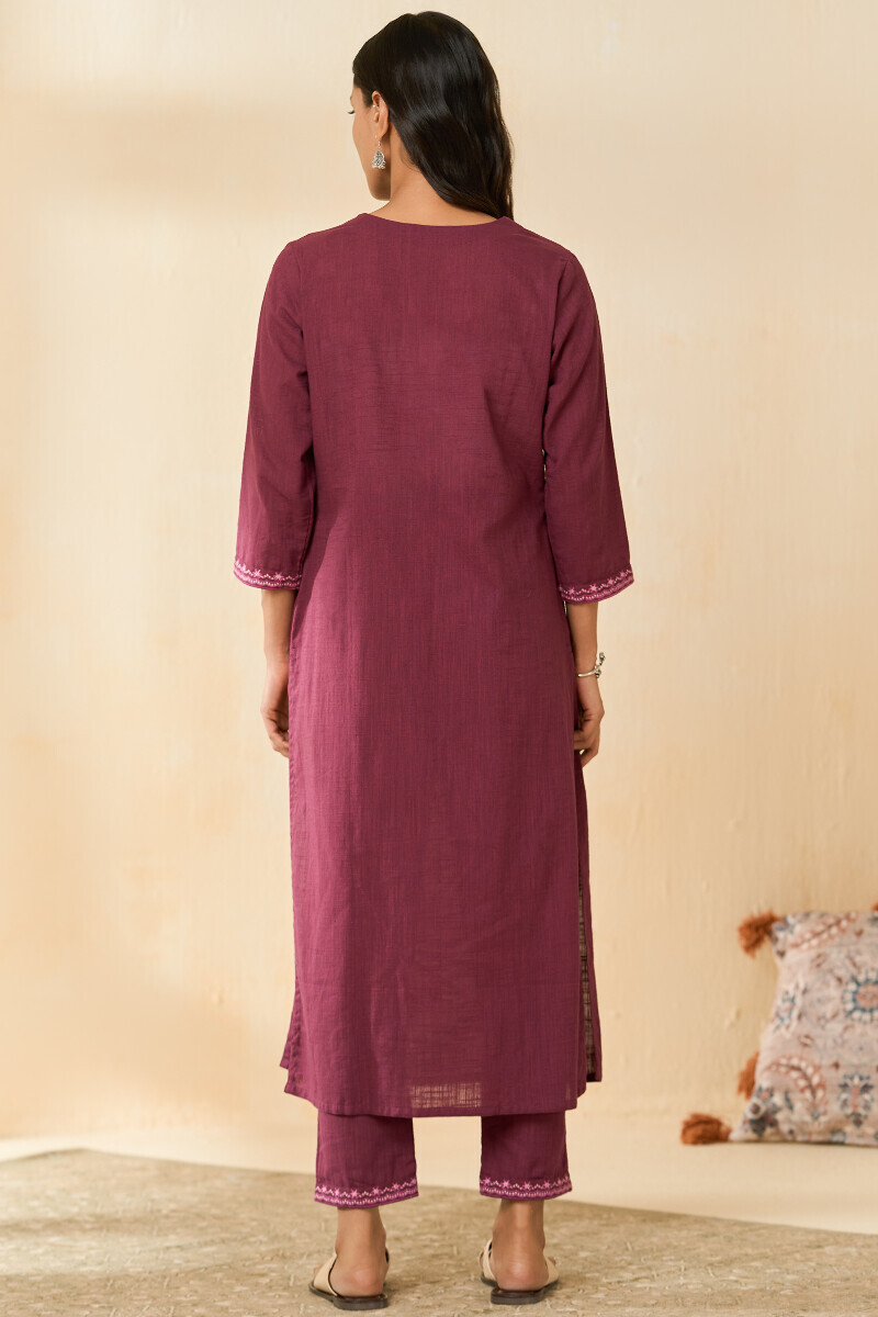 Plum Handcrafted Straight Gauze Slub Kurta