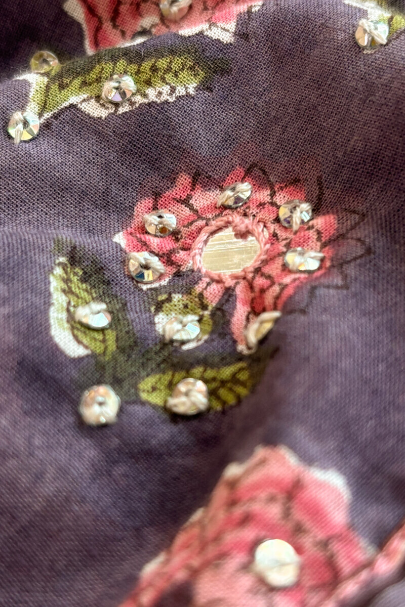 Mauve Hand Block Printed Straight Cotton Kurta