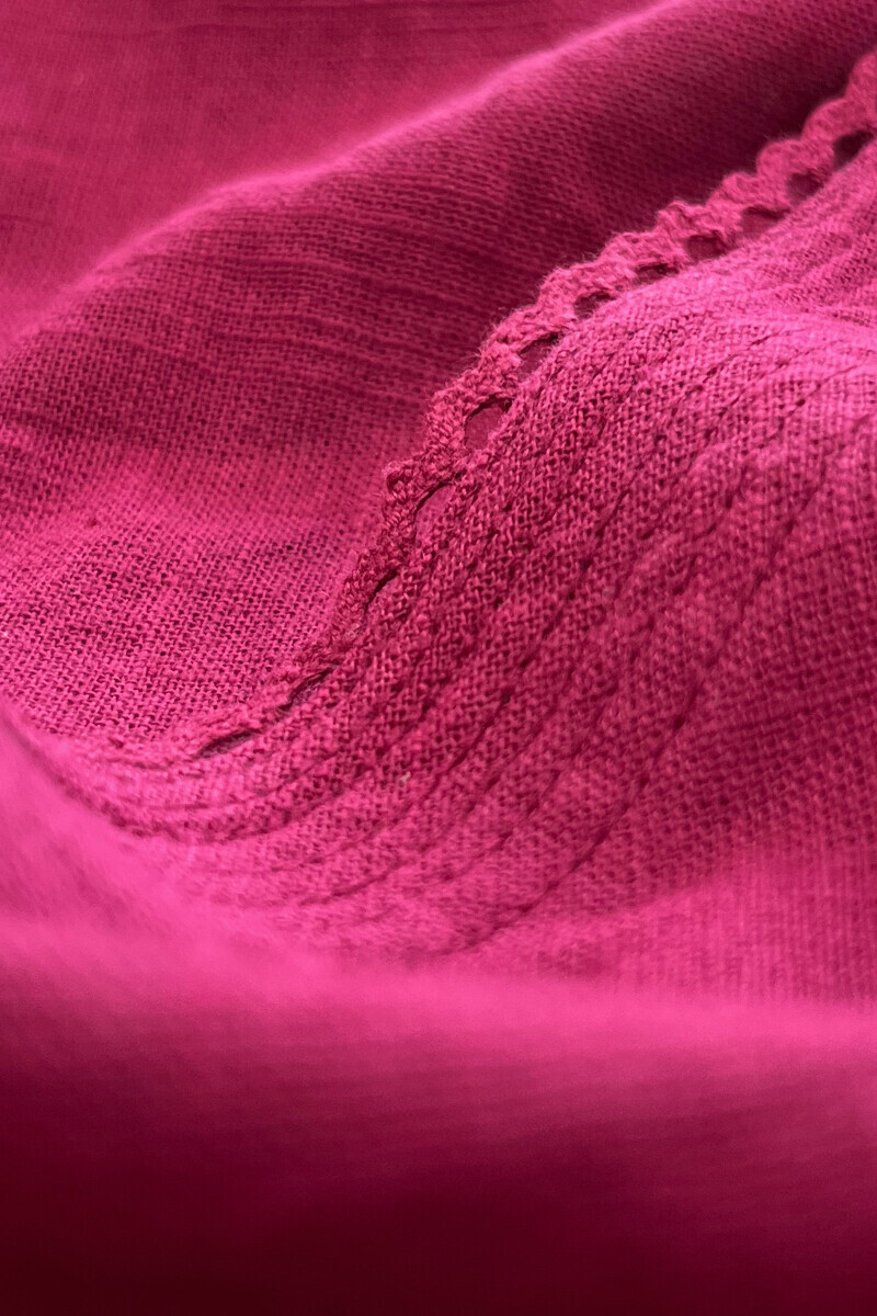 Pink Handcrafted Straight Gauze Slub Kurta