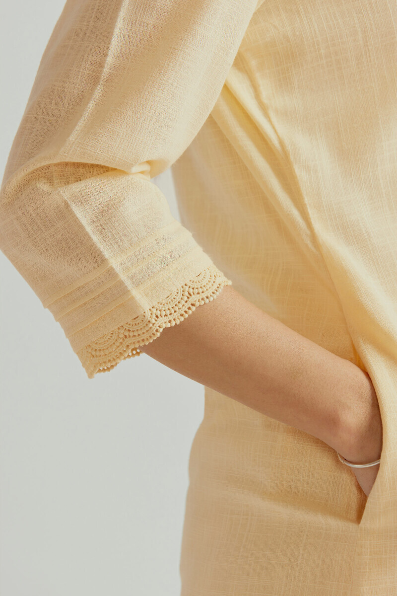 Cream Handcrafted Straight Gauze Slub Kurta