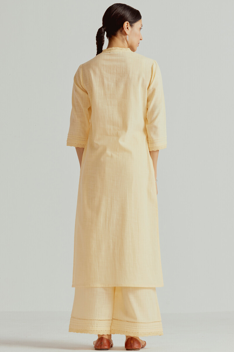 Cream Handcrafted Straight Gauze Slub Kurta